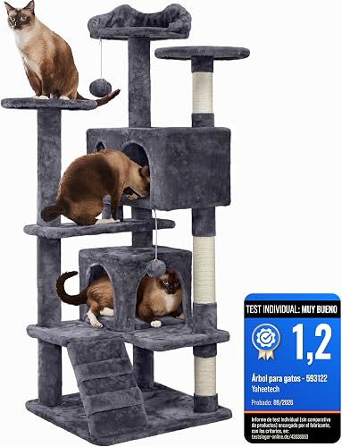 Yaheetech árbol rascador 139 cm — 3 plataformas + 2 nidos