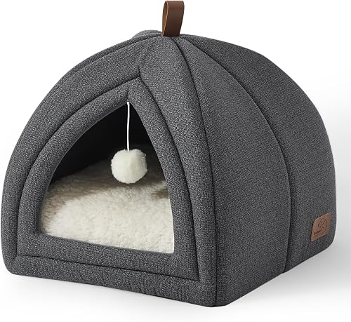 Bedsure cama cueva igloo gato — lavable + cojín peludo